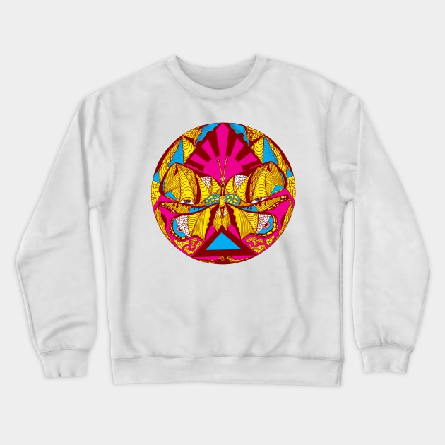 Miami Vice Sunrise Abstract Butterfly Crewneck Sweatshirt by kenallouis